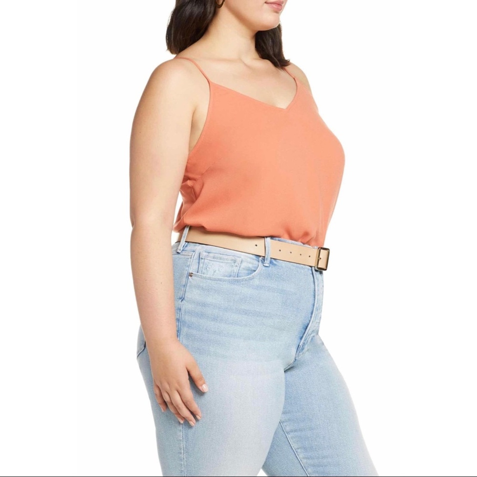Halogen Apricot V-Neck Coral Women’s Blou